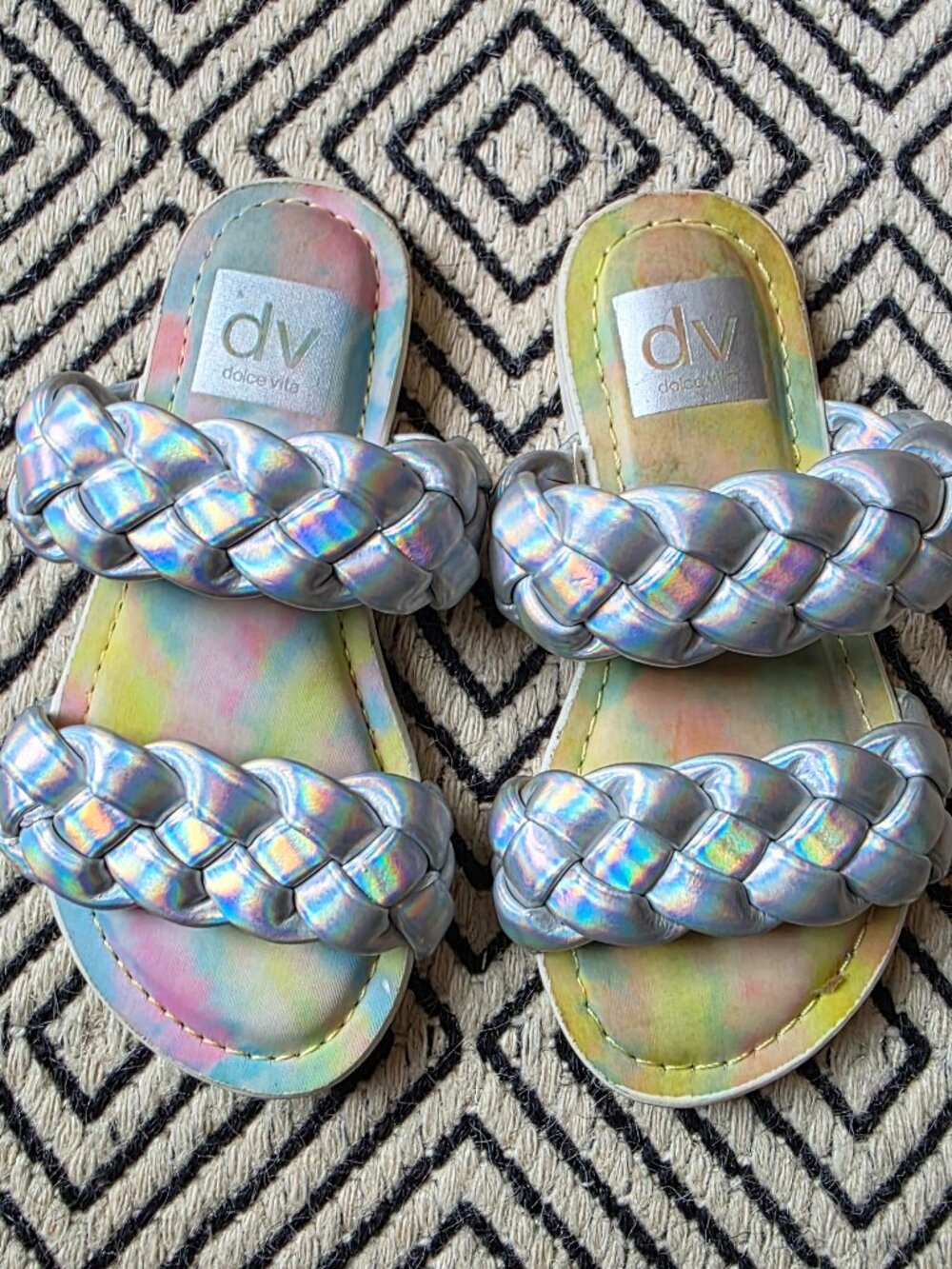 Size 10 (Little Kid) Dolce Vita Careena Braided Strap Flat Slip-On Sandals